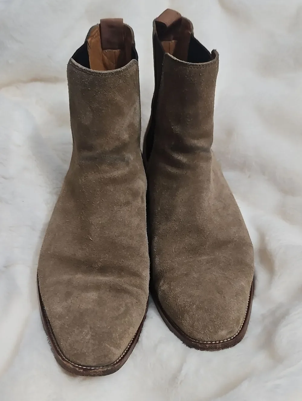 Saint Laurent Paris Wyatt Suede Chelsea Boots Men's 40.5 Tobacco Brown 443208